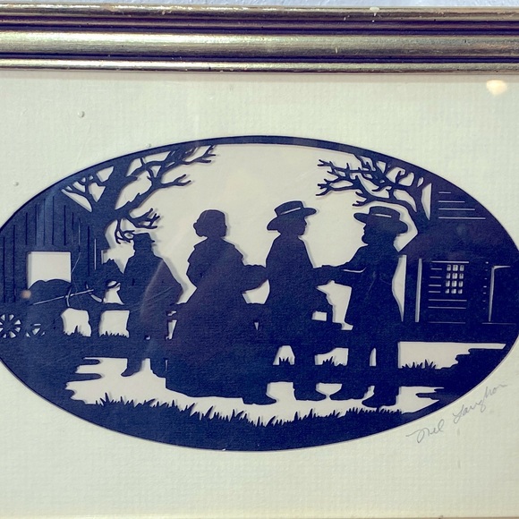 NEL LAUGHON SILHOUETTE CUT ORIGINAL QUAKER SCENE PENCIL SIGNED - Picture 2 of 7